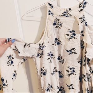 cream floral cold shoulder top